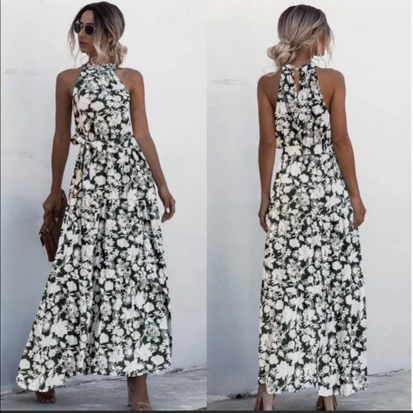 Boho floral halter maxi dress - Picture 4 of 10